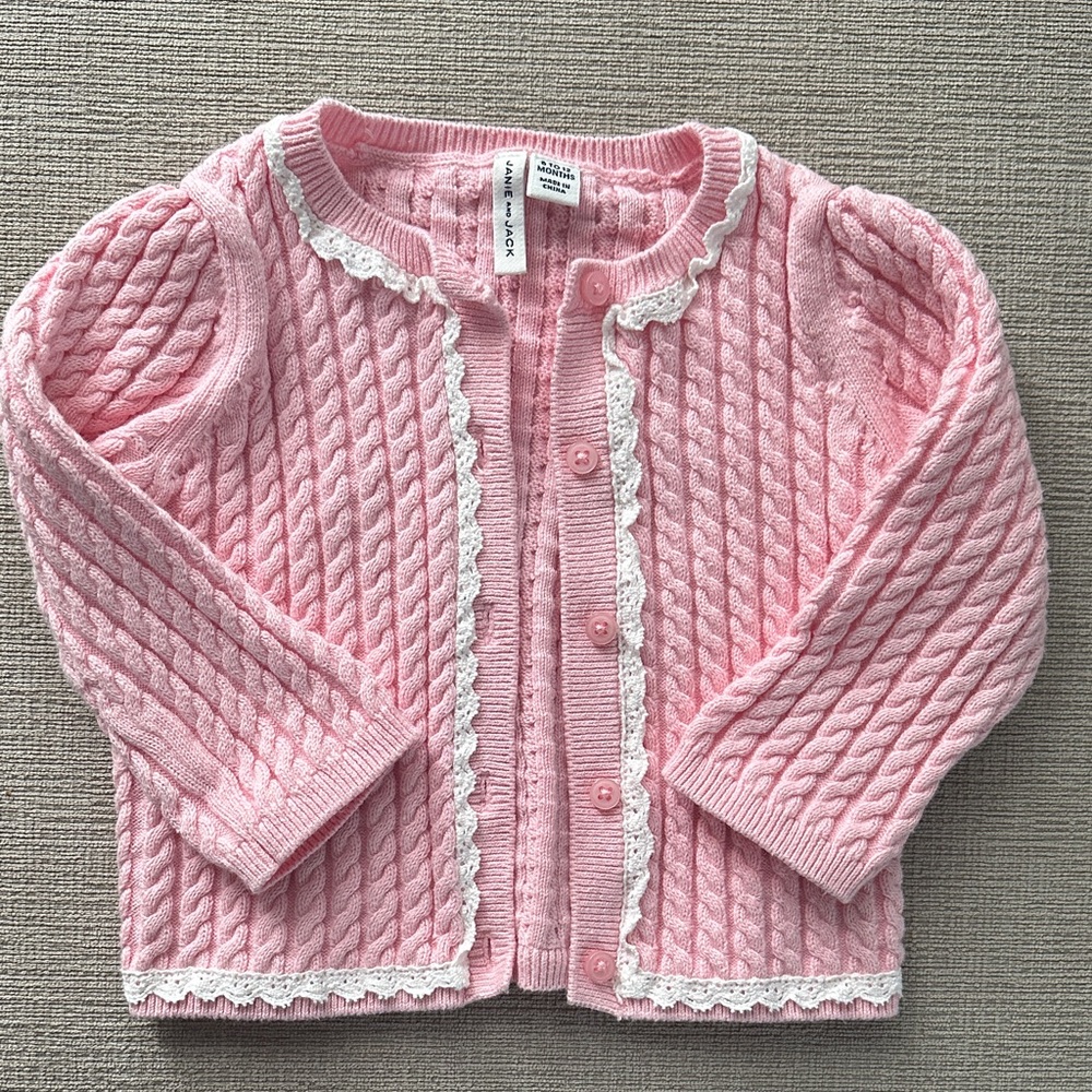 Janie & Jack Pink Cable Knit Cardigan 6-12M